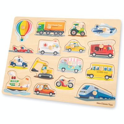 New Classic Toys Steckpuzzle - Fahrzeuge - 17 teilig