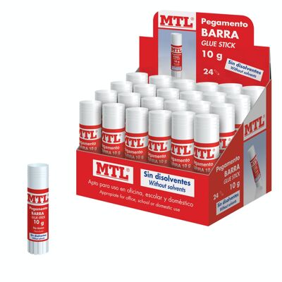 Glue stick display, 10 grs, 24 units.