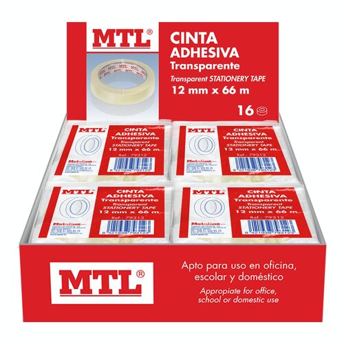 Expositor de cinta adhesiva, 12 mm x 66 m, 16 uds.