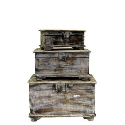 BoatD-04 - Set of 3 Boat Chests - Whitewash - Sold in 1x unit/s per outer