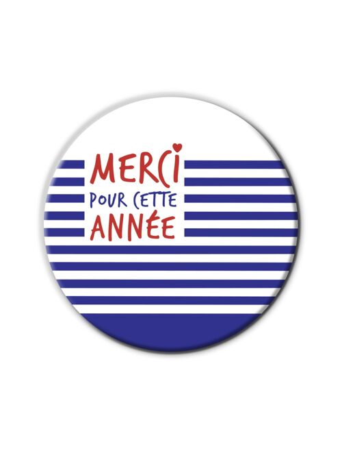 Aimant rond Merci Maîtresse | Version Marin | Cadeau Maîtresse