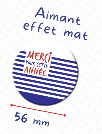 Aimant rond Merci Maîtresse | Version Marin | Cadeau Maîtresse 2