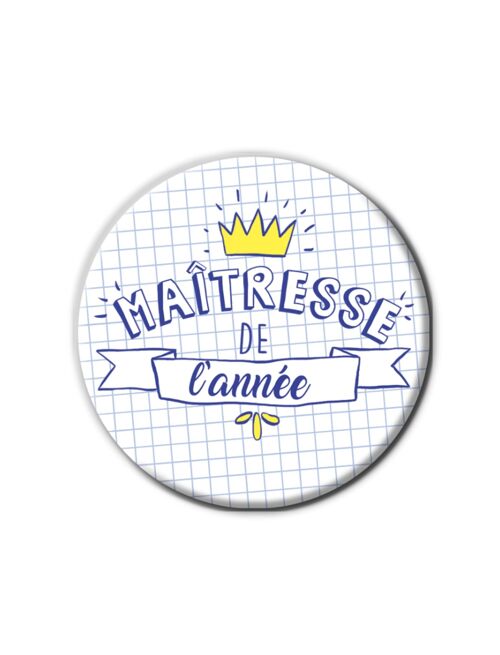 Aimant rond Merci Maîtresse | Version Maîtresse Couronne | TICKY-TACKY | Cadeau Maîtresse