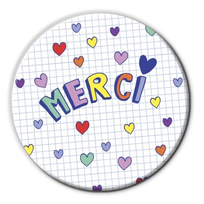 Miroir de poche Merci | Version cœurs | Cadeau Fin d'année scolaire