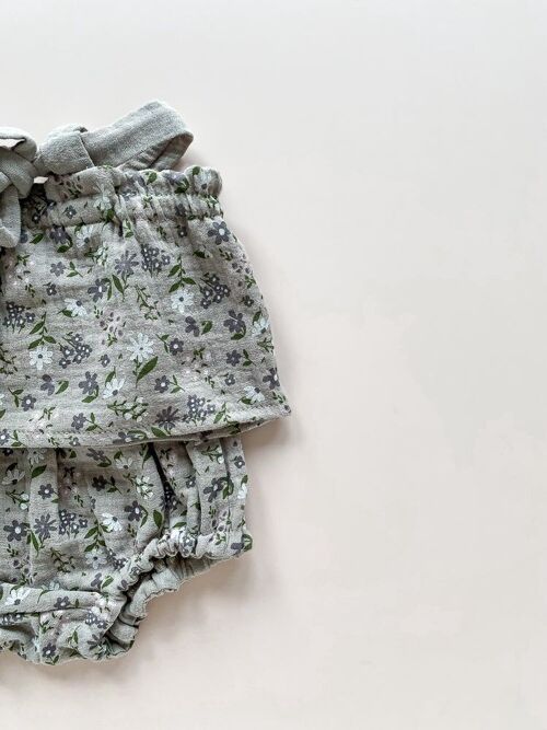 Baby bloomers & top / colorful flowers - grey