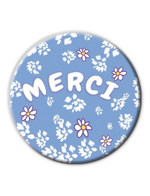 Miroir de poche Merci | Version fleurs | Cadeau Fin d'année scolaire