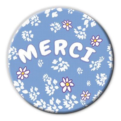 Miroir de poche Merci | Version fleurs | Cadeau Fin d'année scolaire