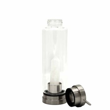 CGWB-01 - Bouteille d'eau en verre infusé de cristal - Quartz clair nettoyant - Obélisque - Vendu en 1x unité/s par extérieur 2