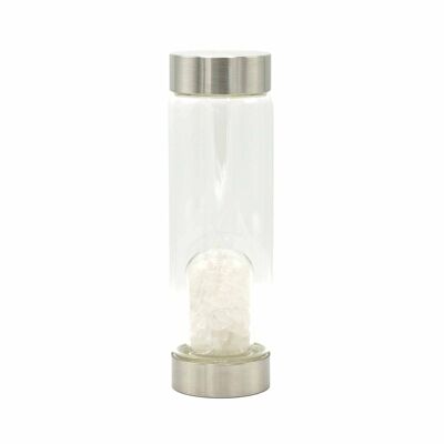CGWB-11 - Crystal Infused Glass Water Bottle - Cleansing Clear Quartz - Chips - Sold in 1x unit/s per outer