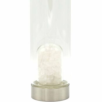 CGWB-11 - Bouteille d'eau en verre infusé de cristal - Quartz clair nettoyant - Chips - Vendu en 1x unité/s par extérieur 2