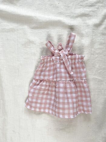 Robe bébé en coton / mousseline vichy - rose 1