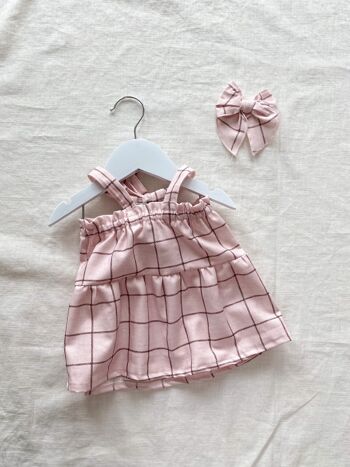 Robe bébé coton / plaid pastel - blush 1