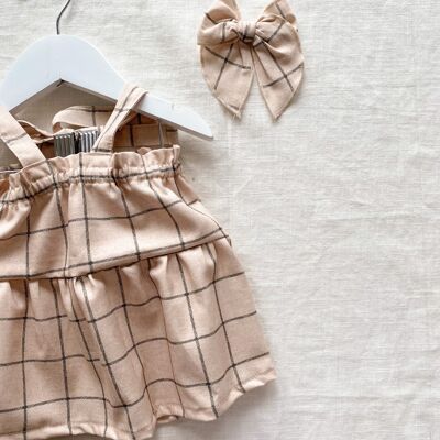 Baby cotton dress / pastel plaid - powder