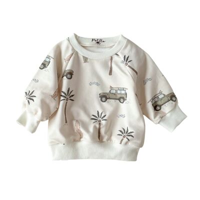 Baby cotton sweatshirt / cars & palm trees