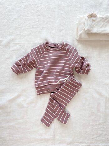 Sweat bébé coton / rayures - vieux rose 4