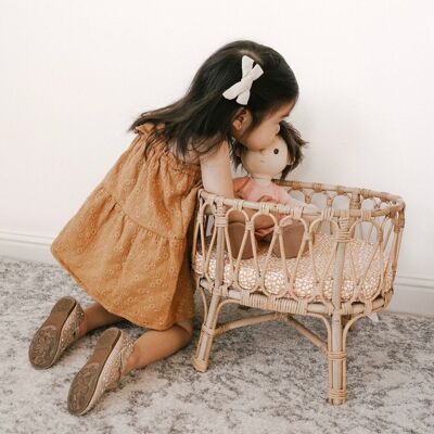 Baby dress / embroidered muslin - caramel