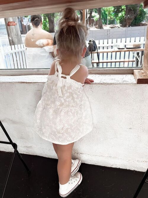 Baby dress / embroidered muslin - ivory