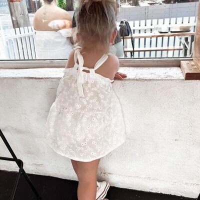 Baby dress / embroidered muslin - ivory