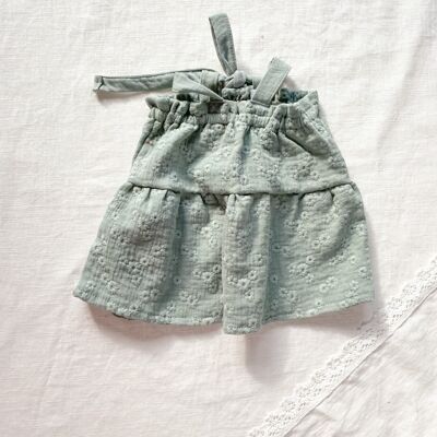 Babykleid / bestickter Musselin - oliv