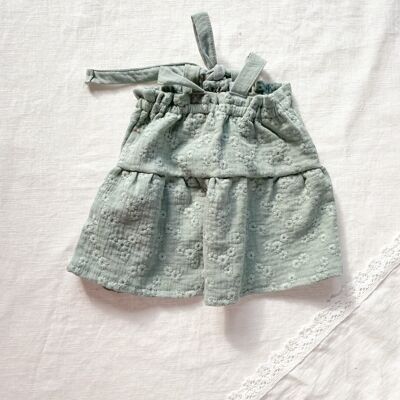 Baby dress / embroidered muslin - olive