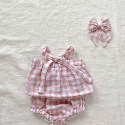 Baby-Mädchen-Top / Gingham - Rosa