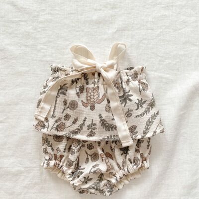 Baby girl top / oriental turtles