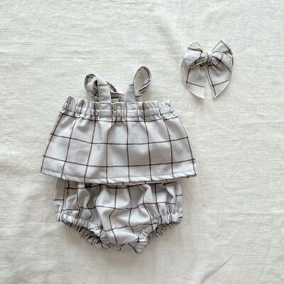 Baby girl top / pastel plaid - blue