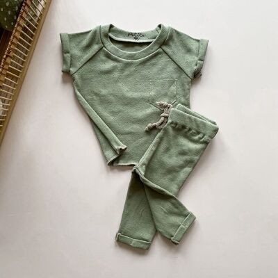 Baby leggings / olive pointoille