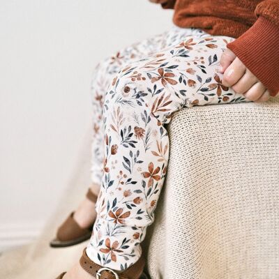 Legging bébé / fleuri terracotta