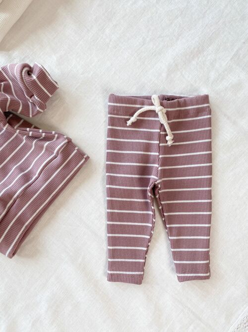 Baby leggings/ stripes - old rose