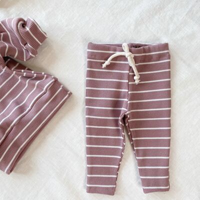 Baby leggings/ stripes - old rose