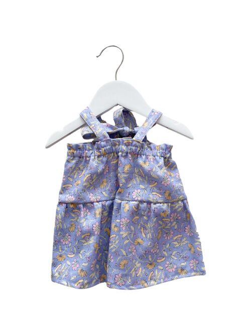 Baby linen dress / floral blue