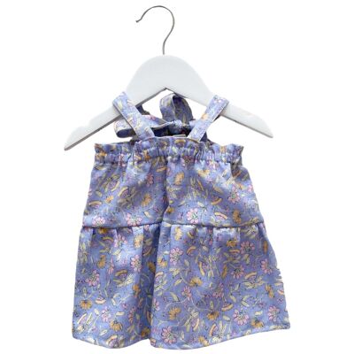 Baby linen dress / floral blue