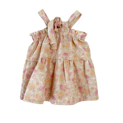 Baby linen dress / floral pistachio