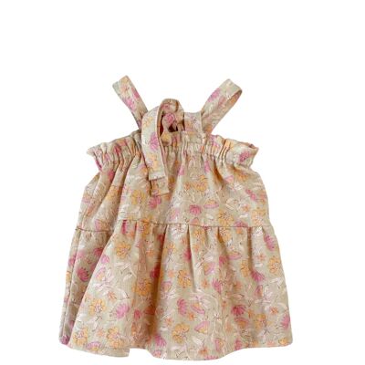 Baby linen dress / floral pistachio