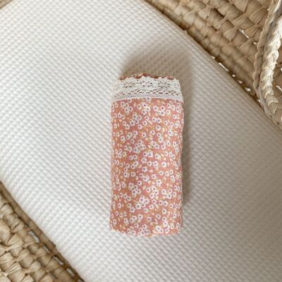 Baby linen swaddle / little flowers - peach