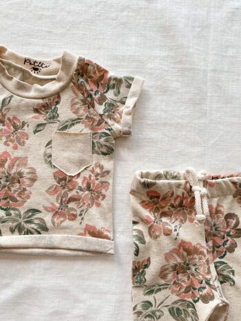 T-shirt en lin pour bébé / fleuri 1