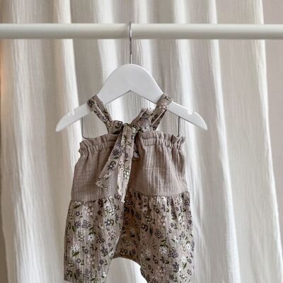 Robe bébé mousseline / fleurs colorées - gris