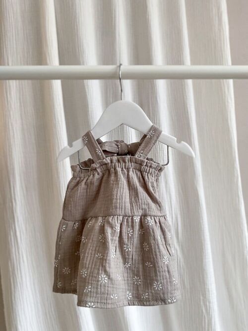 Baby muslin dress / daisy grey