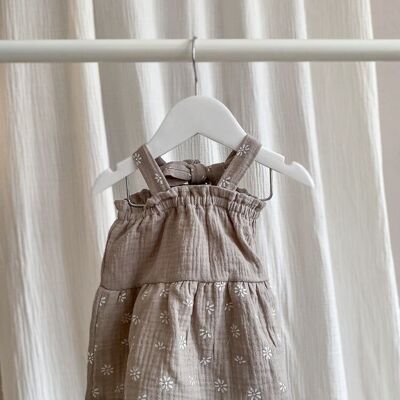 Baby muslin dress / daisy grey