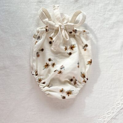 Pelele para bebé / muselina de flores - crema