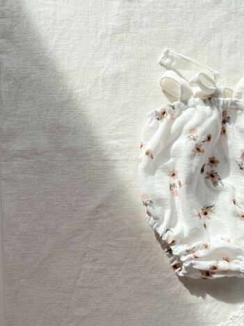 Barboteuse bébé / mousseline fleurie - ivoire 5