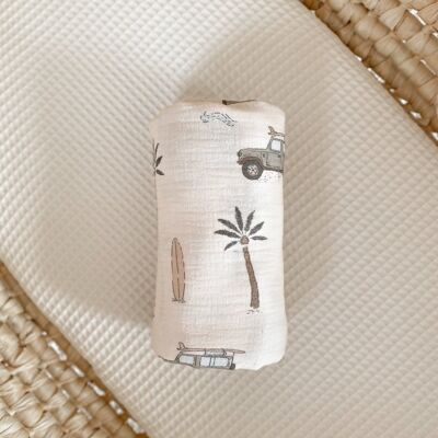 Baby swaddle / cars + palm trees