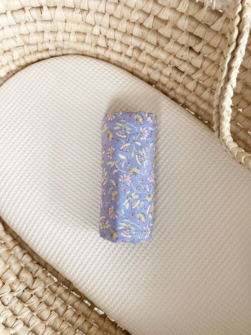Baby swaddle / linen floral - blue