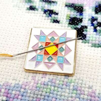 Quilt Block Needle Minder para punto de cruz, bordado, costura, acolchado, costura y mercería