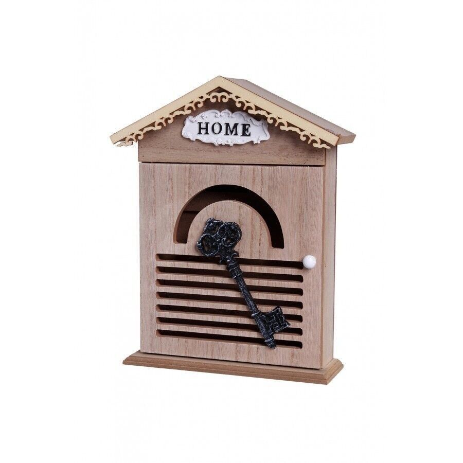 Schlüsseletui aus Holz zum Öffnen in Form eines Hauses. Abmessungen: 20x6x27cm