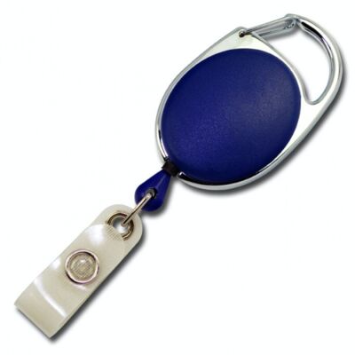 JOJO – ID card holder ID clip key fob oval shape, metal edging snap button loop