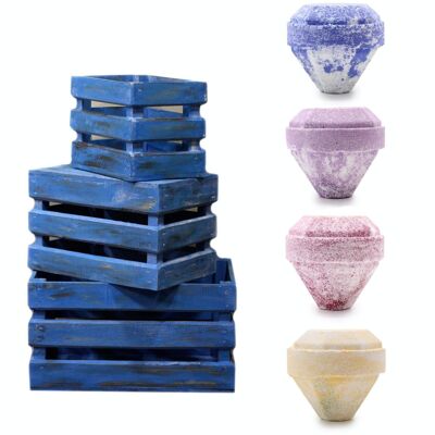 GemBBblue-ST - Gemstone Bath Bombs Starter Pack - Boîtes bleues - Vendu en 1x unité/s par extérieur