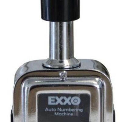 Pagination stamp / number stamp / numbering stamp, automatic stamp, made of metal and plastic, for up to 6 digits, with stamp pad, with stamp rod, with stamp color, color: silver / black - 1 piece