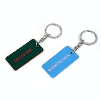 LOT DE 2 PORTE-CLÉS BADGE VERT ET BLEU HF 2